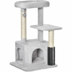 PawHut Cat Tree Climbing Activity Center W/ Scratching Massage Toy Hanging Ball