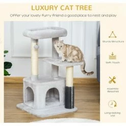 PawHut Cat Tree Climbing Activity Center W/ Scratching Massage Toy Hanging Ball -PawHut Shop 47719962 3
