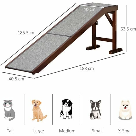 PawHut Pet Ramp for Dogs Cats W/ Non-Slip Carpet for Bed Sofa, 188x40.5x63.5cm PawHut Pet Ramp For Dogs Cats W/ Non-Slip Carpet For Bed Sofa, 188x40.5x63.5cm -PawHut Shop 48445902 2