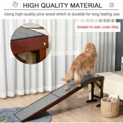 PawHut Pet Ramp For Dogs Cats W/ Non-Slip Carpet For Bed Sofa, 188x40.5x63.5cm 3 PawHut Pet Ramp For Dogs Cats W/ Non-Slip Carpet For Bed Sofa, 188x40.5x63.5cm -PawHut Shop 48445902 4