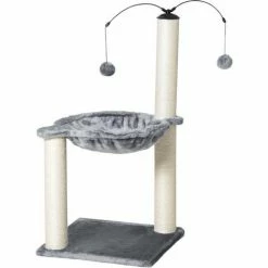 PawHut 83cm Cat Tree Tower W/ Sisal Scratching Post Hammock Toy Ball - Grey