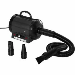 PawHut 2800W Dog Hair Dryer Pet Grooming Blaster Blower Dryer 3 Nozzles, Black