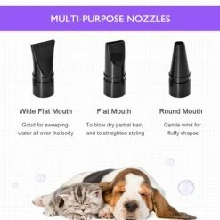PawHut 2800W Dog Hair Dryer Pet Grooming Blaster Blower Dryer 3 Nozzles, Purple 4 PawHut 2800W Dog Hair Dryer Pet Grooming Blaster Blower Dryer 3 Nozzles, Purple -PawHut Shop 48446116 5