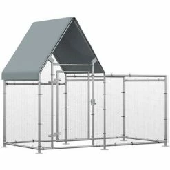 PawHut Walk In Chicken Run Large Outdoor Chicken Cage Coop W/ Cover 2 X 1 X 1.7m