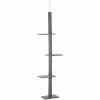 PawHut 260cm Floor To Ceiling Cat Tree Kitten Tower W/ Adjustable Height - Grey