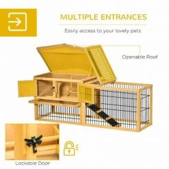 Pawhut Rabbit Hutch Pet House Outdoor Run Design W/ Water-Resistant Paint Ramp -PawHut Shop 48446221 5