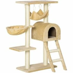PawHut Cat Tree For Indoor Cats Scratching Post W/ Hammock House Bed Basket