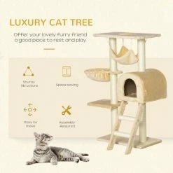 PawHut Cat Tree For Indoor Cats Scratching Post W/ Hammock House Bed Basket -PawHut Shop 48446273 4