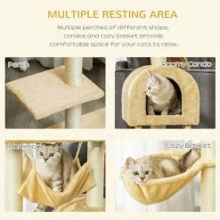 PawHut Cat Tree For Indoor Cats Scratching Post W/ Hammock House Bed Basket -PawHut Shop 48446273 5