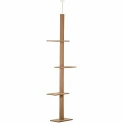 PawHut 260cm Floor To Ceiling Cat Tree Kitten Tower W/ Adjustable Height - Brown