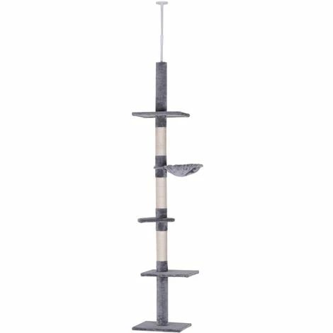 PawHut Cat Tree Scratching 5-Tier Kitty Tower Floor to Ceiling Adjustable PawHut Cat Tree Scratching 5-Tier Kitty Tower Floor To Ceiling Adjustable -PawHut Shop 48446327 1