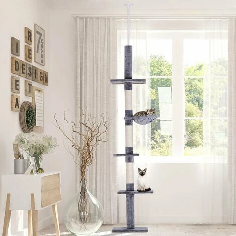 PawHut Cat Tree Scratching 5-Tier Kitty Tower Floor to Ceiling Adjustable PawHut Cat Tree Scratching 5-Tier Kitty Tower Floor To Ceiling Adjustable -PawHut Shop 48446327 3