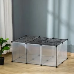 PawHut DIY Pet Playpen 22 Panels Small Animal Cage For Guinea Pigs Clear -PawHut Shop 48877924 3