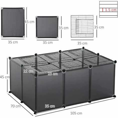 PawHut DIY Pet Playpen 22 Panels Small Animal Cage for Guinea Pigs Grey PawHut DIY Pet Playpen 22 Panels Small Animal Cage For Guinea Pigs Grey -PawHut Shop 48877936 2