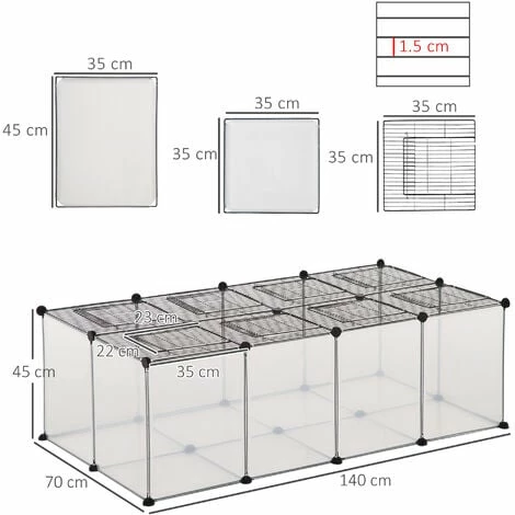 PawHut DIY Pet Playpen 28 Panels Small Animal Cage for Guinea Pigs Clear PawHut DIY Pet Playpen 28 Panels Small Animal Cage For Guinea Pigs Clear -PawHut Shop 48877961 2