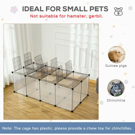PawHut DIY Pet Playpen 28 Panels Small Animal Cage for Guinea Pigs Clear PawHut DIY Pet Playpen 28 Panels Small Animal Cage For Guinea Pigs Clear -PawHut Shop 48877961 4