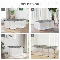 PawHut DIY Pet Playpen 28 Panels Small Animal Cage For Guinea Pigs Clear 4 PawHut DIY Pet Playpen 28 Panels Small Animal Cage For Guinea Pigs Clear -PawHut Shop 48877961 5