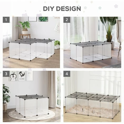 PawHut DIY Pet Playpen 28 Panels Small Animal Cage for Guinea Pigs Clear PawHut DIY Pet Playpen 28 Panels Small Animal Cage For Guinea Pigs Clear -PawHut Shop 48877961 5