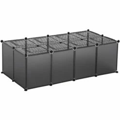 PawHut DIY Pet Playpen 28 Panels Small Animal Cage For Guinea Pigs Grey