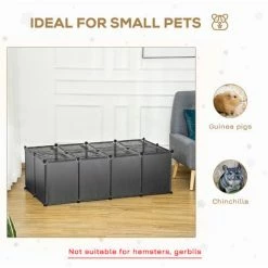 PawHut DIY Pet Playpen 28 Panels Small Animal Cage For Guinea Pigs Grey -PawHut Shop 48878056 4