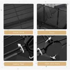 PawHut DIY Pet Playpen 28 Panels Small Animal Cage For Guinea Pigs Grey -PawHut Shop 48878056 5