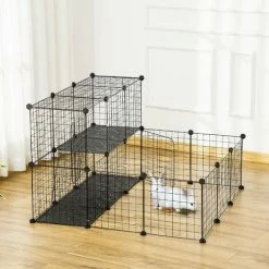 PawHut Pet Playpen DIY Small Animal Cage For Rabbit Ferret Chinchilla - Black -PawHut Shop 48878063 3