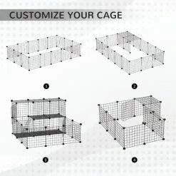 PawHut Pet Playpen DIY Small Animal Cage For Rabbit Ferret Chinchilla - Black -PawHut Shop 48878063 4