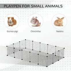 PawHut Pet Playpen DIY Small Animal Cage For Rabbit Ferret Chinchilla - Black -PawHut Shop 48878063 5