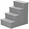 PawHut 4 Step Wooden Dog Steps Pet Stairs Cat Ladder For Bed Couch, Grey