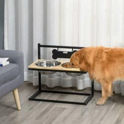 PawHut Adjustable Raised Pet Feeder W/ Two Removable Stainless Steel Bowls 2 PawHut Adjustable Raised Pet Feeder W/ Two Removable Stainless Steel Bowls -PawHut Shop 49129869 3