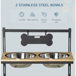 PawHut Adjustable Raised Pet Feeder W/ Two Removable Stainless Steel Bowls 3 PawHut Adjustable Raised Pet Feeder W/ Two Removable Stainless Steel Bowls -PawHut Shop 49129869 4