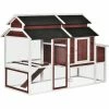 PawHut 207cm Wooden Chicken Coop Hen House W/ Run, Nesting Box, Removable Tray