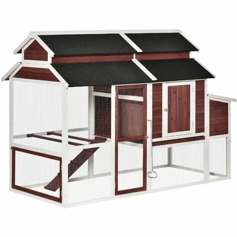 PawHut 207cm Wooden Chicken Coop Hen House w/ Run, Nesting Box, Removable Tray PawHut 207cm Wooden Chicken Coop Hen House W/ Run, Nesting Box, Removable Tray -PawHut Shop 49603016 1
