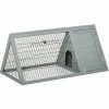 PawHut Wooden Rabbit Hutch Triangle Bunny Ferret Cage Guinea Pig Run Grey