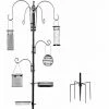 Pawhut Bird Feeding Station Kit Wild Bird Feeder Pole W/ 6 Hooks 4 Prong Bases