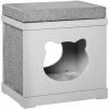 PawHut Cat House Bed Kitten Cave Cube Indoor W/Soft Cushion Sisal Scratching Pad