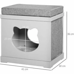 PawHut Cat House Bed Kitten Cave Cube Indoor W/Soft Cushion Sisal Scratching Pad 1 PawHut Cat House Bed Kitten Cave Cube Indoor W/Soft Cushion Sisal Scratching Pad -PawHut Shop 50886536 2