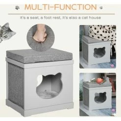 PawHut Cat House Bed Kitten Cave Cube Indoor W/Soft Cushion Sisal Scratching Pad 3 PawHut Cat House Bed Kitten Cave Cube Indoor W/Soft Cushion Sisal Scratching Pad -PawHut Shop 50886536 4
