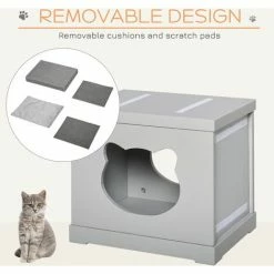 PawHut Cat House Bed Kitten Cave Cube Indoor W/Soft Cushion Sisal Scratching Pad 4 PawHut Cat House Bed Kitten Cave Cube Indoor W/Soft Cushion Sisal Scratching Pad -PawHut Shop 50886536 5