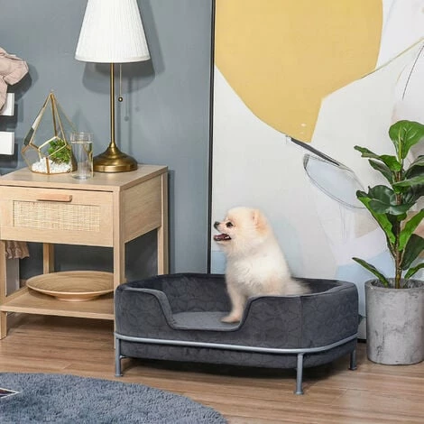PawHut Dog Sofa Pet Couch w/ Removable Soft Cushion for Small Sized Dogs - Grey PawHut Dog Sofa Pet Couch W/ Removable Soft Cushion For Small Sized Dogs - Grey -PawHut Shop 50910779 3