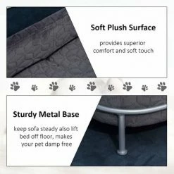 PawHut Dog Sofa Pet Couch W/ Removable Soft Cushion For Small Sized Dogs - Grey 4 PawHut Dog Sofa Pet Couch W/ Removable Soft Cushion For Small Sized Dogs - Grey -PawHut Shop 50910779 5