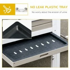 PawHut Two-In-One Rabbit Hutch W/ Double House, Run Box, Slide-Out Tray, Ramp -PawHut Shop 50910782 5