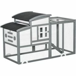 PawHut Chicken Coop Wooden Poultry Cage With Openable Roof Tray Nesting Box