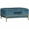 PawHut Dog Sofa Pet Couch W/ Removable Soft Cushion For Small Sized Dogs - Blue