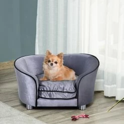 Pawhut Dog Sofa Pet Chair Kitten Bed Couch W/ Wooden Frame Removable Cushion -PawHut Shop 50910788 3