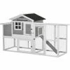 PawHut 193cm Large Chicken Coop With Run Wooden Poultry Cage W/ Nesting Box