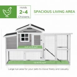PawHut 193cm Large Chicken Coop With Run Wooden Poultry Cage W/ Nesting Box -PawHut Shop 50910789 5
