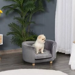 PawHut Dog Sofa Tub Shaped Kitten Bed W/ Removable Cushion For Small Sized Dogs -PawHut Shop 50910790 3