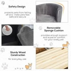 PawHut Dog Sofa Tub Shaped Kitten Bed W/ Removable Cushion For Small Sized Dogs -PawHut Shop 50910790 4