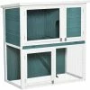 PawHut 2 Tier Wooden Rabbit Hutch Guinea Pig Cage With Slide-out Tray Ramp